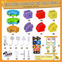 Track Fusion Train Set for Kids, 3D Cube Trackle System, Magic Rail Cube, STEM Trackfusion Train Toy for Boys & Girls Aged 3+ (Gravity Edition (48 Pieces / 34 Track))