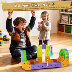 Track Fusion Train Set for Kids, 3D Cube Trackle System, Magic Rail Cube, STEM Trackfusion Train Toy for Boys & Girls Aged 3+ (Gravity Edition (48 Pieces / 34 Track))