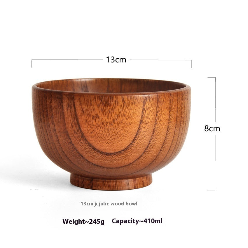 Solid Wood Bowl Large Small Size Soup Bowl Noodle Bowl Household Tableware