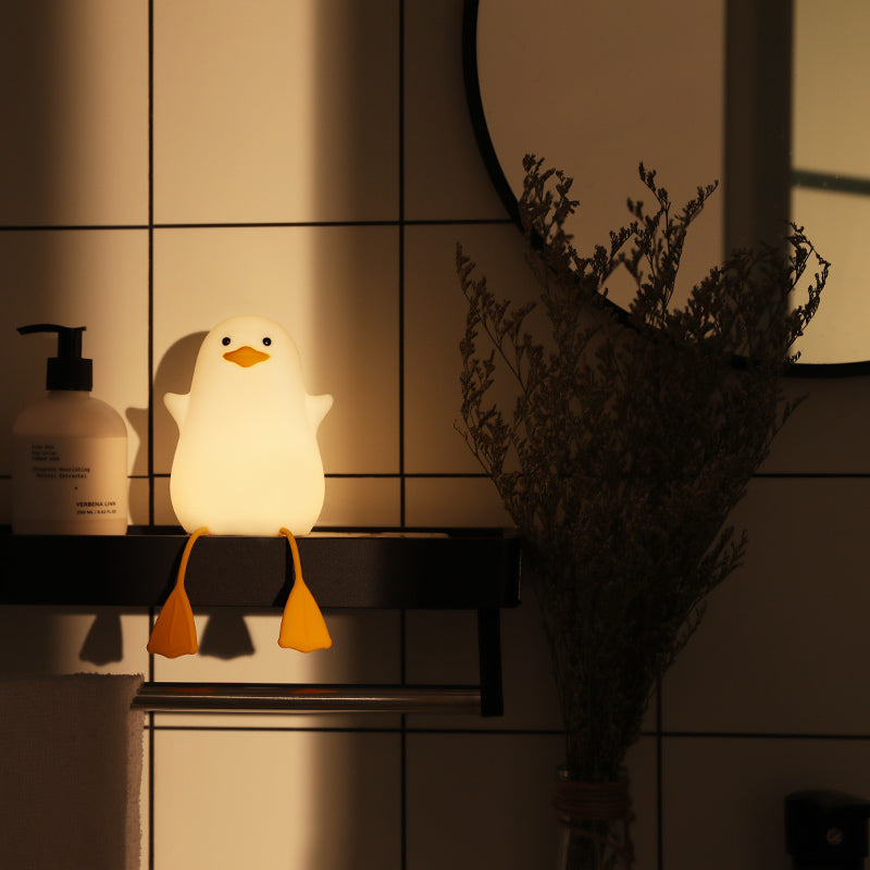 Little gull silicone night light with rechargeable battery and soft ambient glow