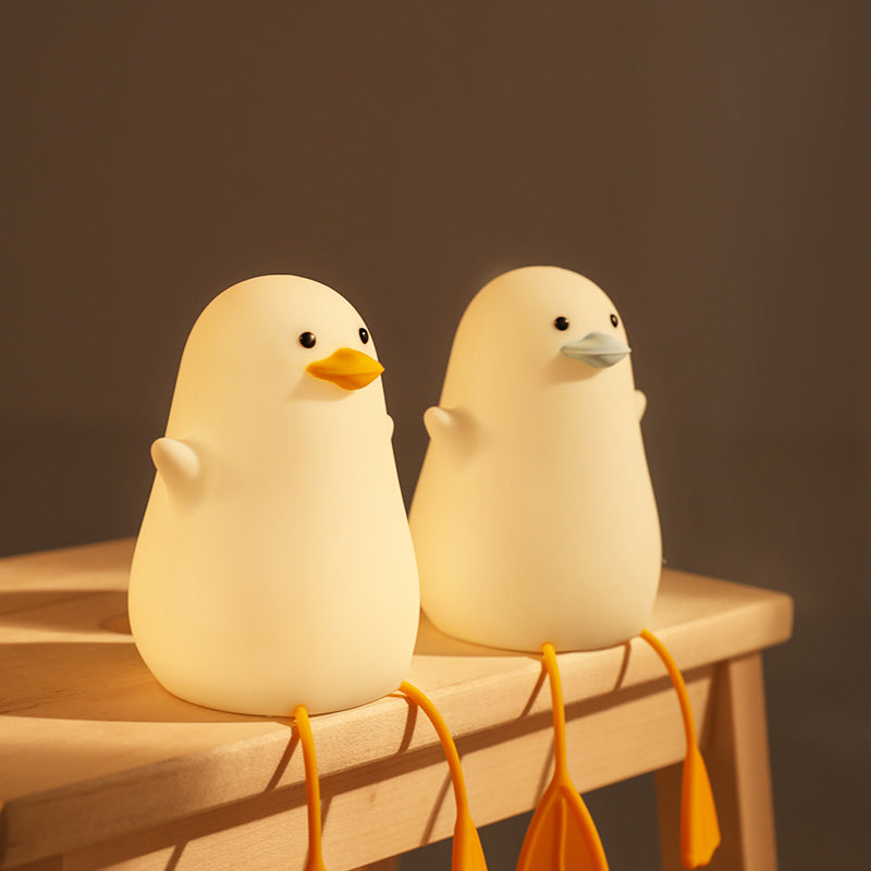 Little gull silicone night light with rechargeable battery and soft ambient glow