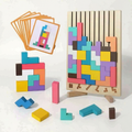 Bolthut™ The Screen-Free Brain Builder: wooden frame with colorful interlocking blocks and challenge cards