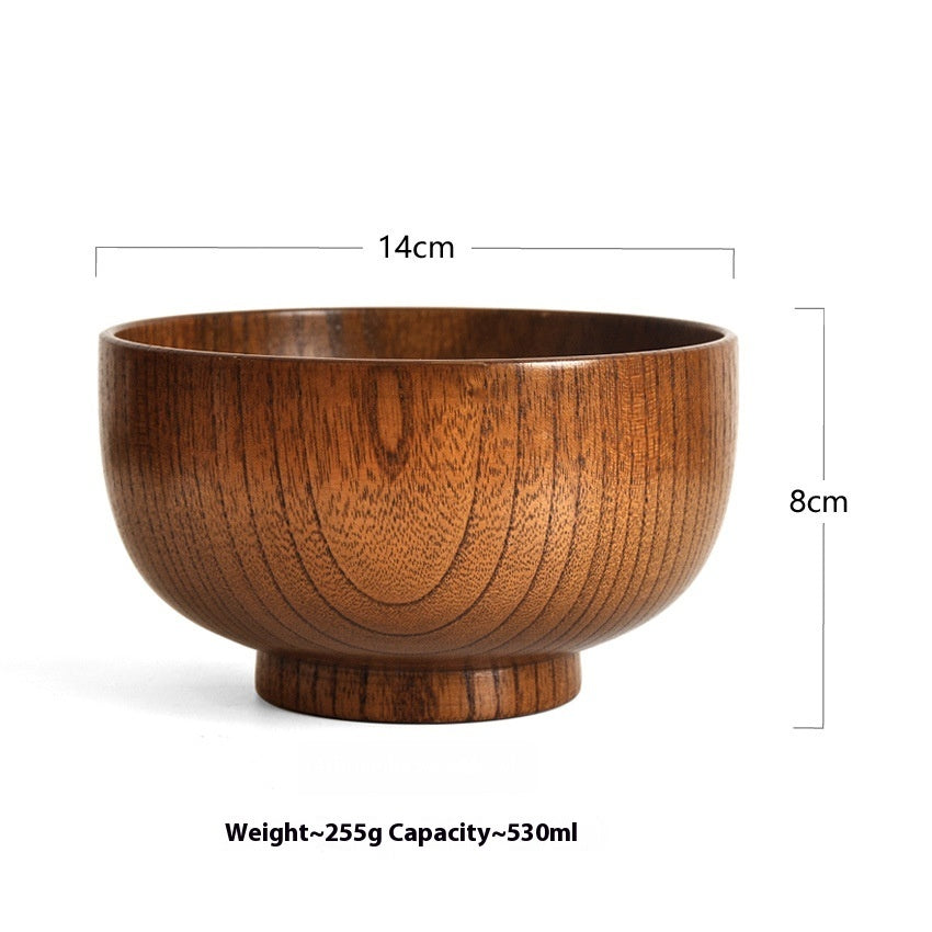 Solid Wood Bowl Large Small Size Soup Bowl Noodle Bowl Household Tableware