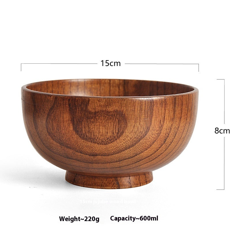 Solid Wood Bowl Large Small Size Soup Bowl Noodle Bowl Household Tableware