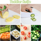 HOTUT 35 Pcs Kids Knife Set for Chopping, Mini Chef Kids Cooking Knife Set with Foldable Storage Box, Crinkle Cutter, Cookie Cutters, Montessori Toys for Christmas Birthday Gifts, BPA-Free