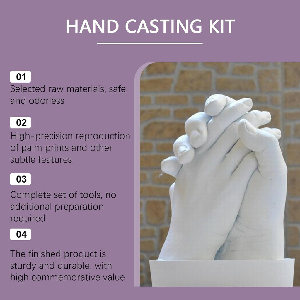 Bollisate Hand Moulding Kit, Couple Holding Hands 3D Keepsake Hand Casting kit, Fun & Skin-Safe Hand Moulding Kits, Handmade Personalised Sculpture Mould Keepsake Craft for AdultsAnniversary, Wedding