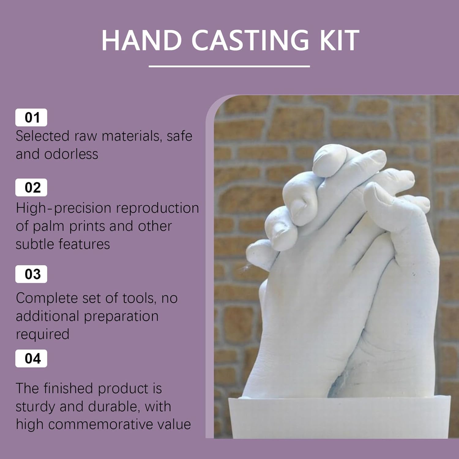 Bollisate Hand Moulding Kit, Couple Holding Hands 3D Keepsake Hand Casting kit, Fun & Skin-Safe Hand Moulding Kits, Handmade Personalised Sculpture Mould Keepsake Craft for AdultsAnniversary, Wedding