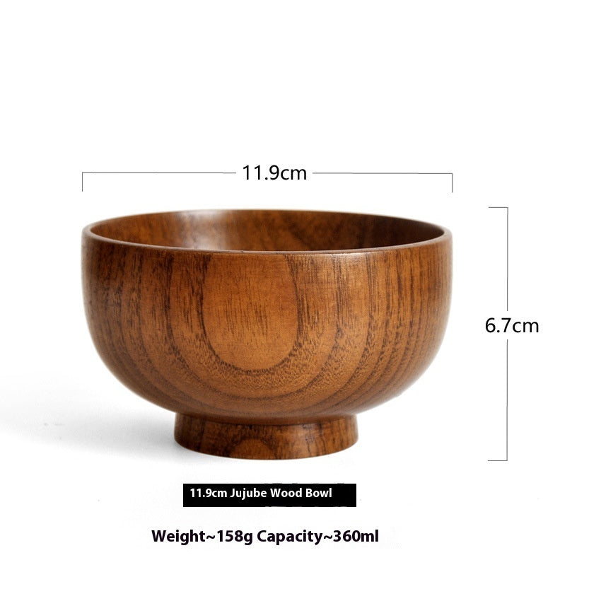 Solid Wood Bowl Large Small Size Soup Bowl Noodle Bowl Household Tableware