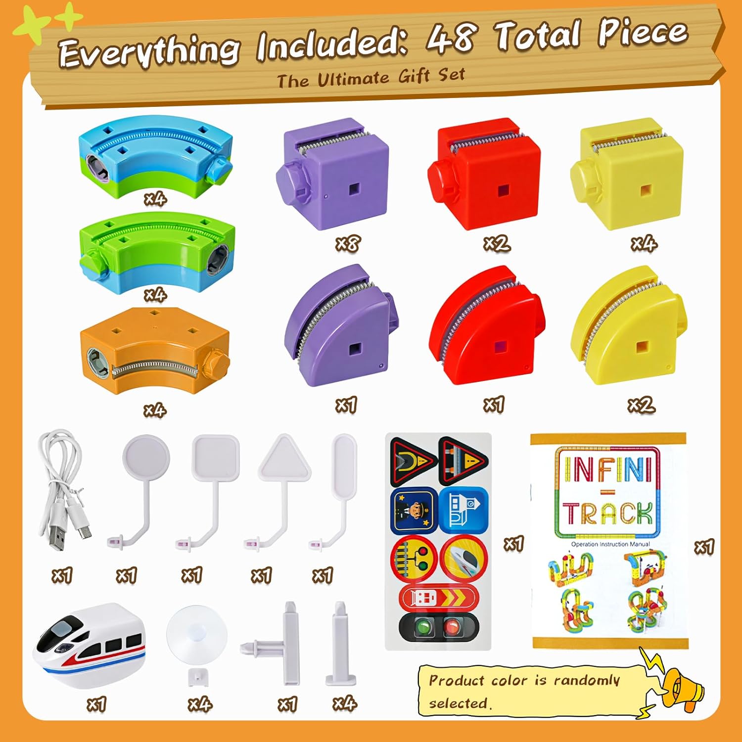 Track Fusion Train Set for Kids, 3D Cube Trackle System, Magic Rail Cube, STEM Trackfusion Train Toy for Boys & Girls Aged 3+ (Gravity Edition (48 Pieces / 34 Track))