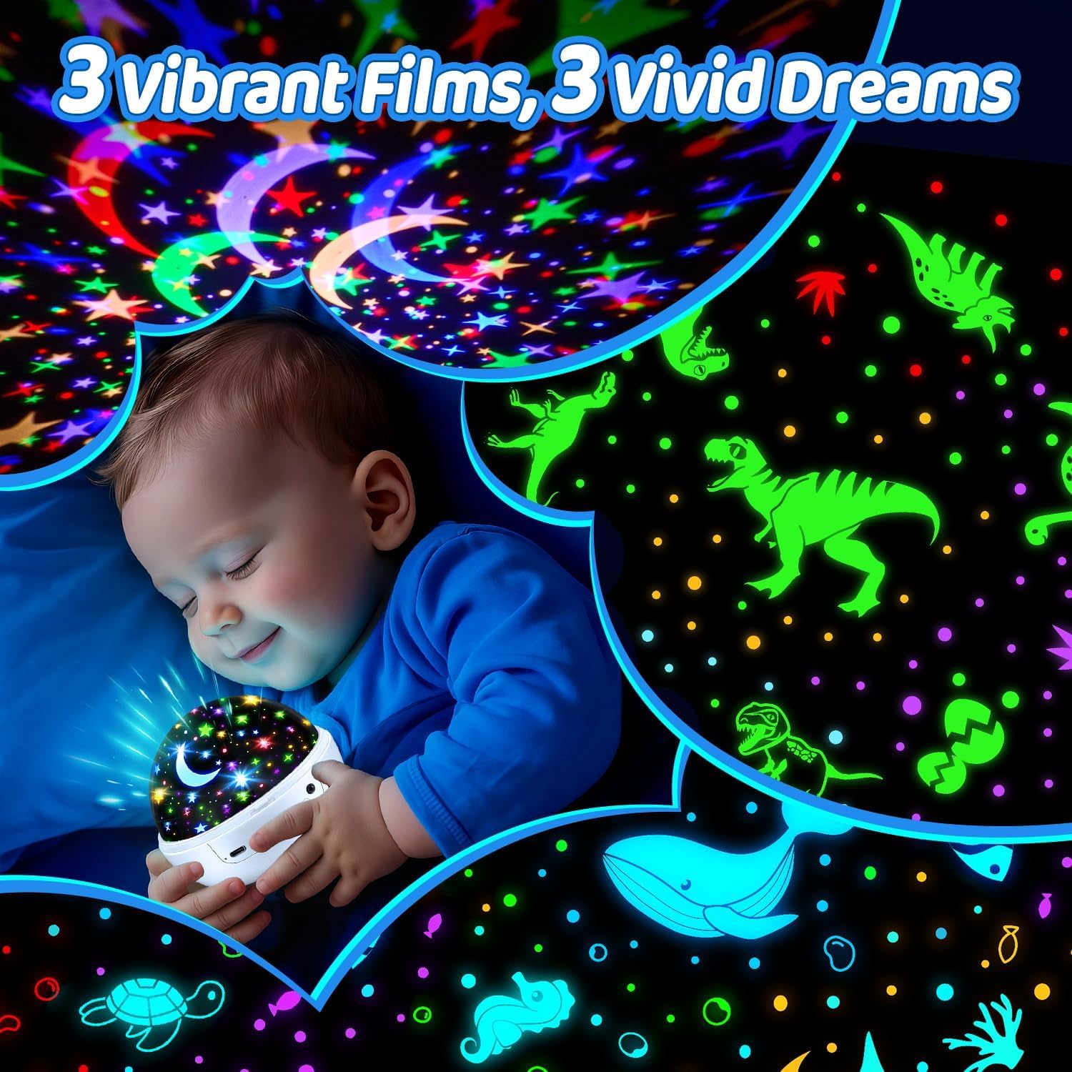 Sensory Toys Baby Toys,93 Lighting Mode Sensory Lights,Dimmable+Timer+Remote Star Projector Baby Lights Projector,360°Rotate Baby Night Light Kids Night Light Projector,Baby Boy Gifts Baby Girl Gifts