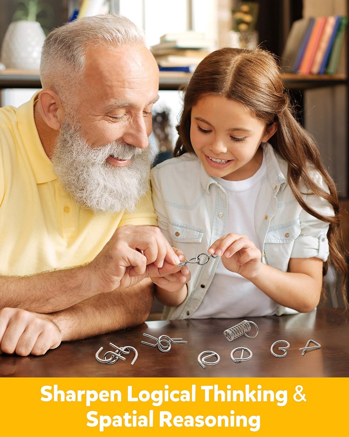 Coogam Brain Teaser Metal Wire Puzzles IQ Test Toy Mind Game Jigsaw for Kids and Adults, Set of 16