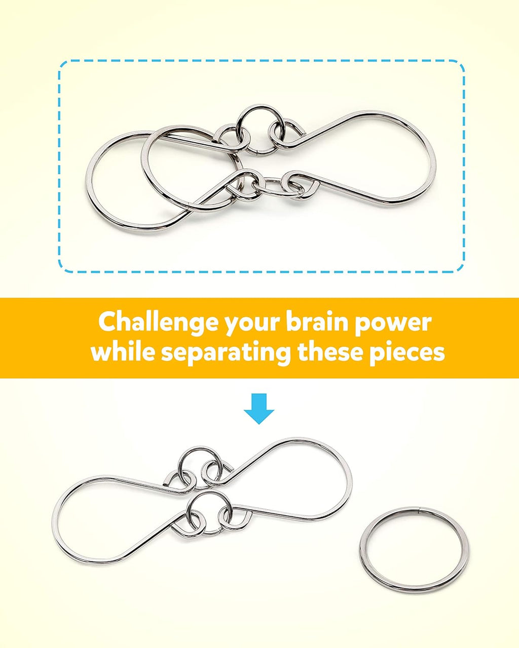 Coogam Brain Teaser Metal Wire Puzzles IQ Test Toy Mind Game Jigsaw for Kids and Adults, Set of 16