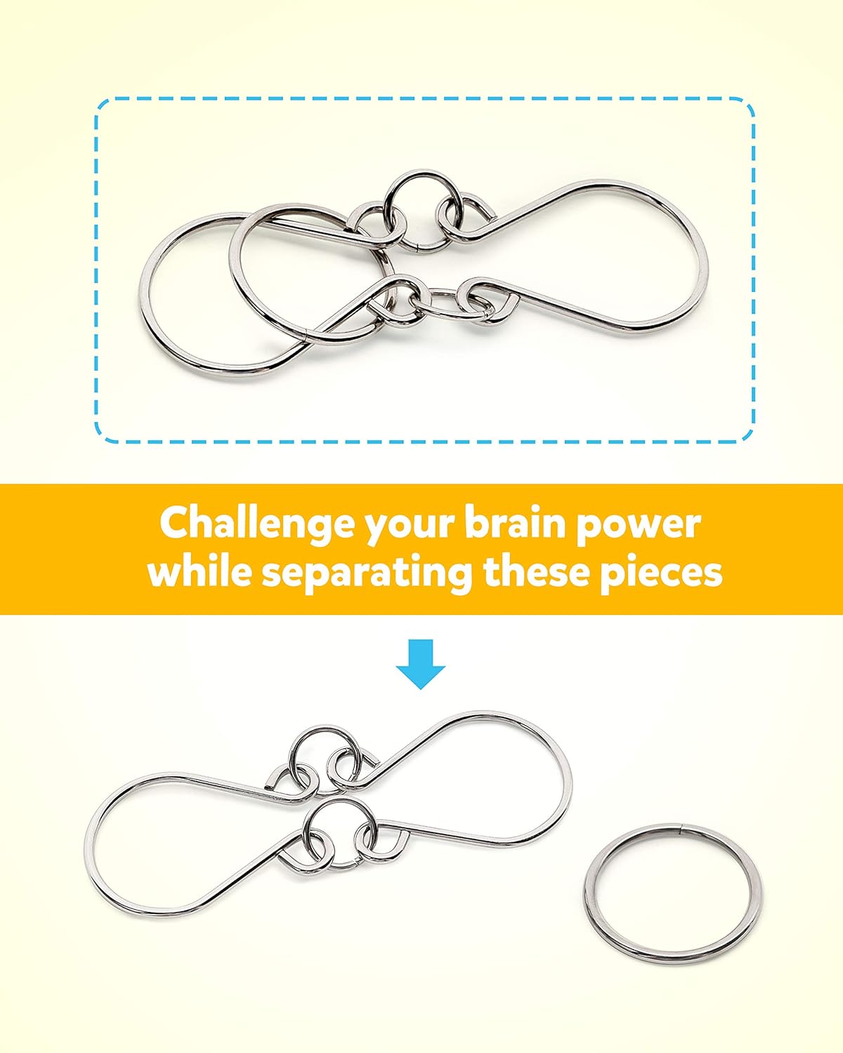 Coogam Brain Teaser Metal Wire Puzzles IQ Test Toy Mind Game Jigsaw for Kids and Adults, Set of 16