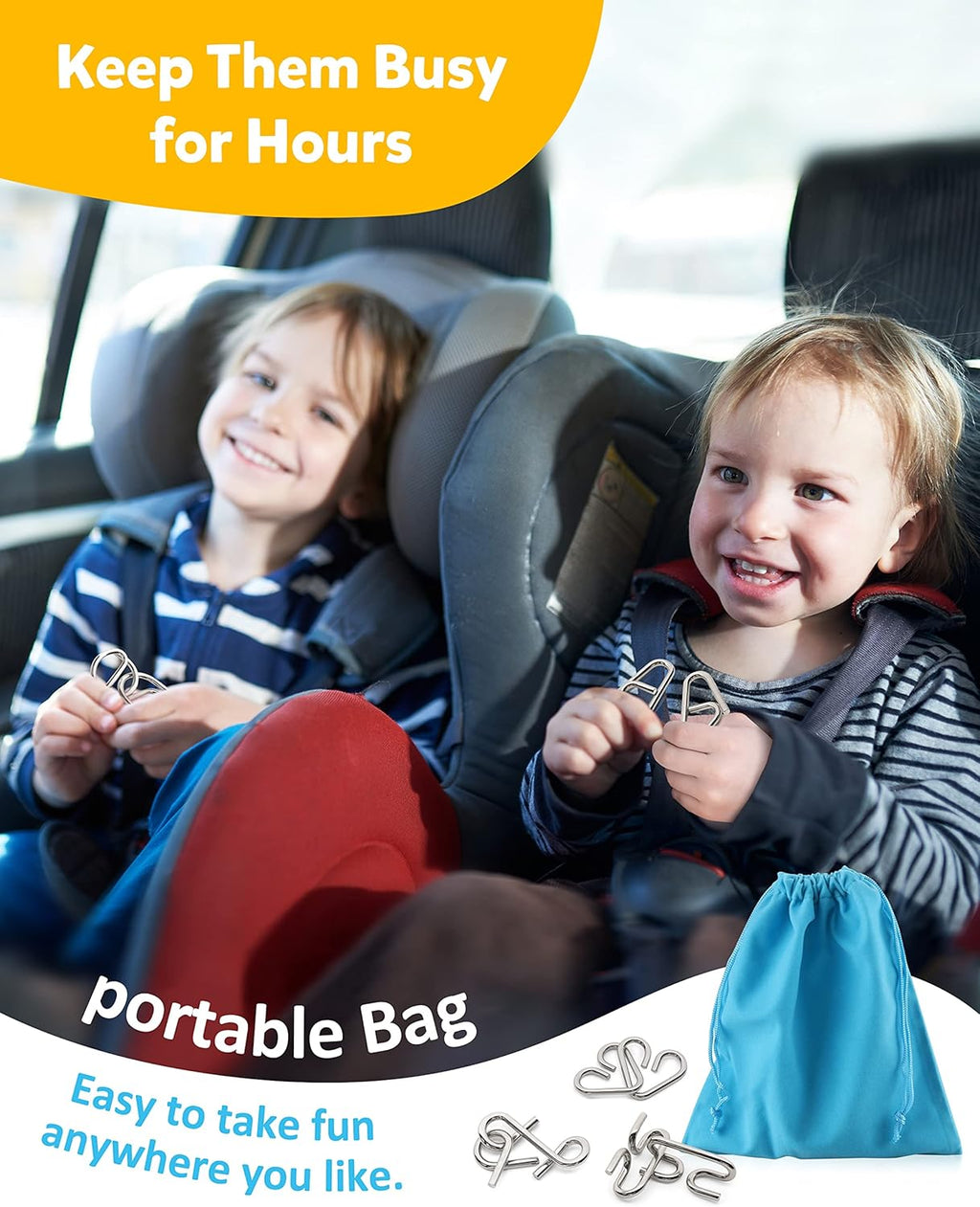 Coogam Brain Teaser Metal Wire Puzzles IQ Test Toy Mind Game Jigsaw for Kids and Adults, Set of 16