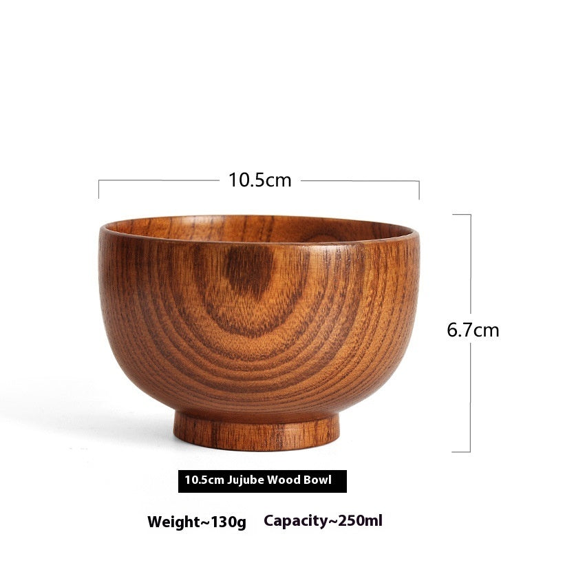 Solid Wood Bowl Large Small Size Soup Bowl Noodle Bowl Household Tableware