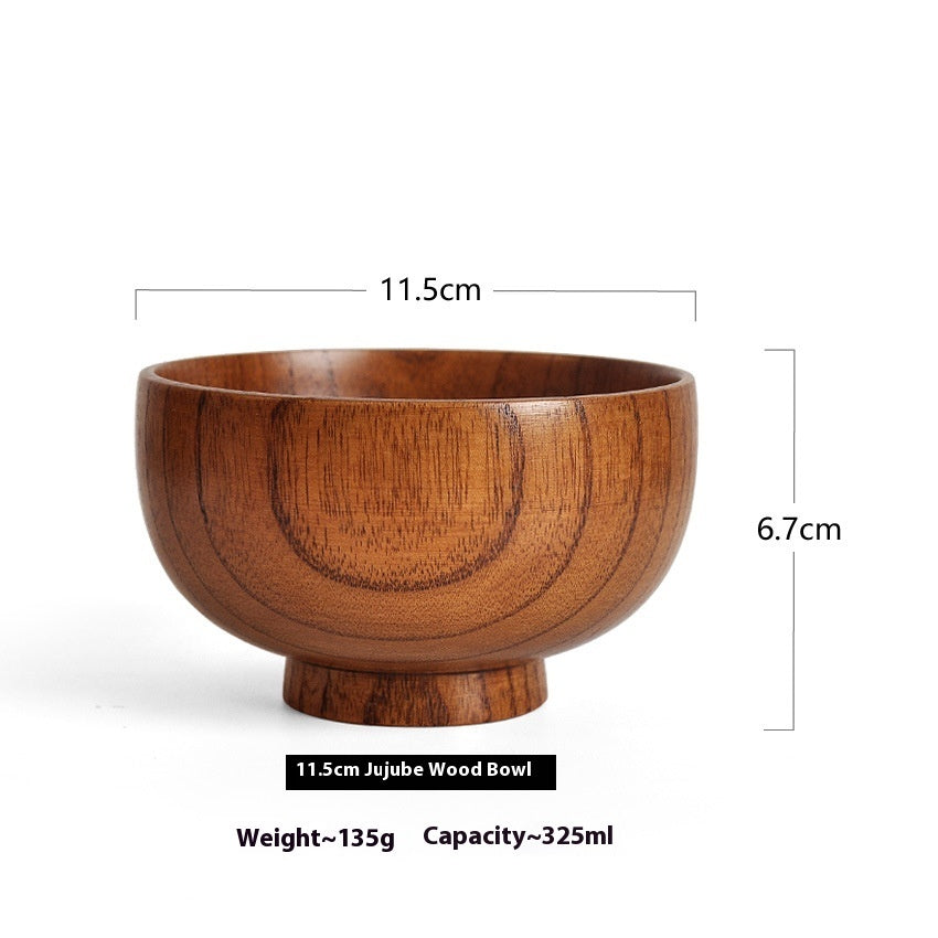 Solid Wood Bowl Large Small Size Soup Bowl Noodle Bowl Household Tableware