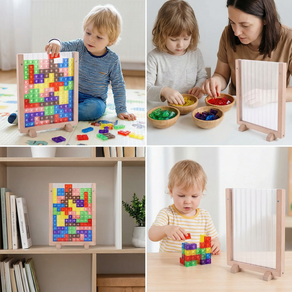 3D Colour Block Puzzle with Wooden Frame – Montessori Learning Toy