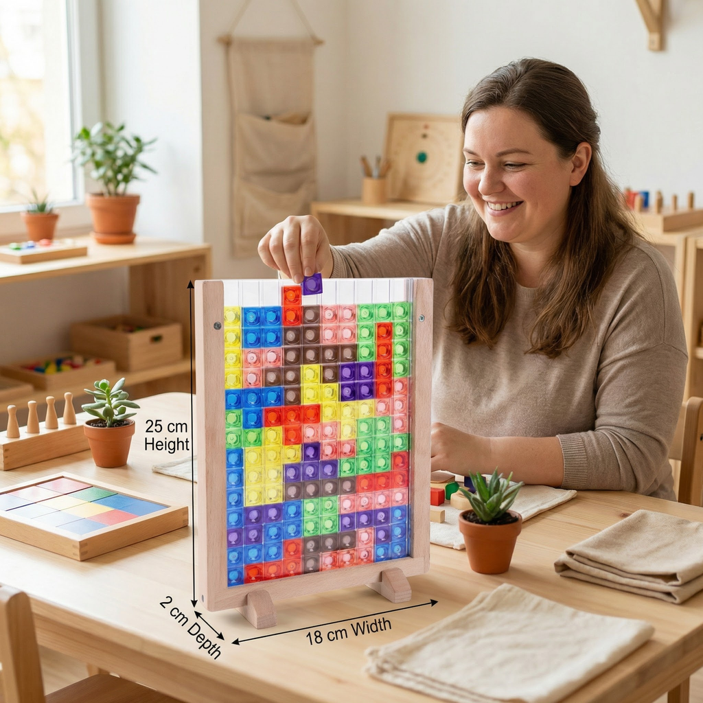 3D Colour Block Puzzle with Wooden Frame – Montessori Learning Toy