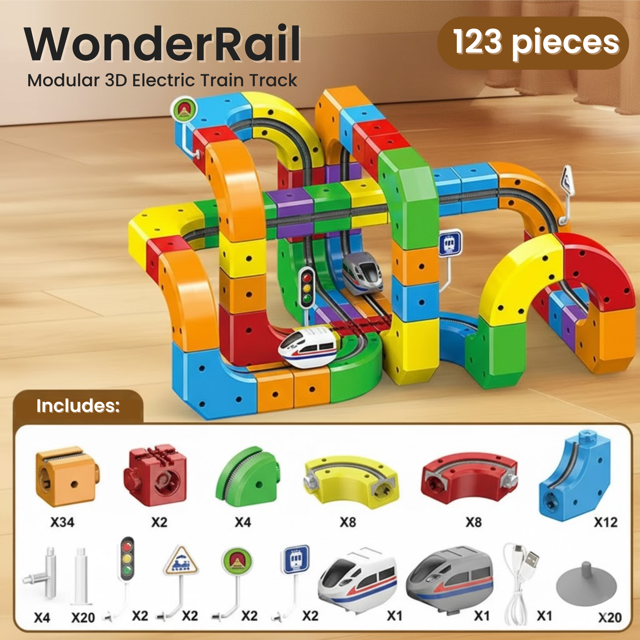 WonderRail™: The Modular 3D Train Track for Curious Little Builders